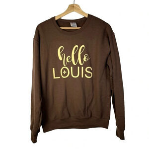 Boutique Brown Hello Louis Graphic Crewneck Sweatshirt S